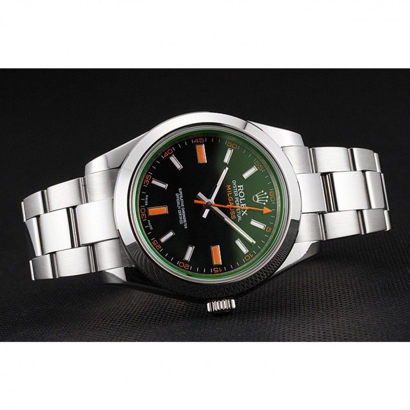 Rolex Milgauss Black Dial Orange Markings Stainless Steel Case Mens Watch 41MM