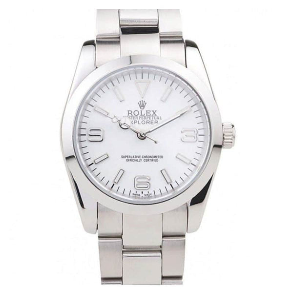 Rolex Explorer Polished Stainless 98086 Steel White Dial Men 37MM